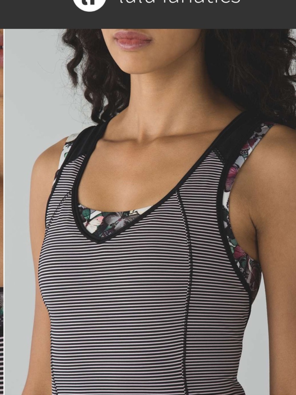 Lululemon Striped Floral-Trim Tank size 6